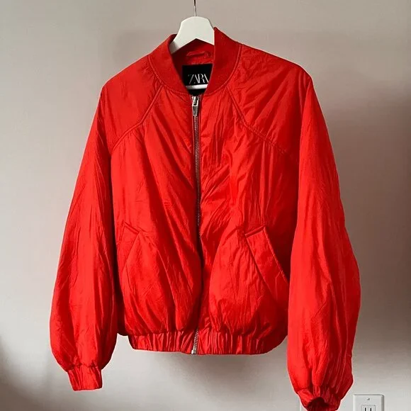 ZARA Orange Cropped Puffer Jacket - Picture 7 of 11